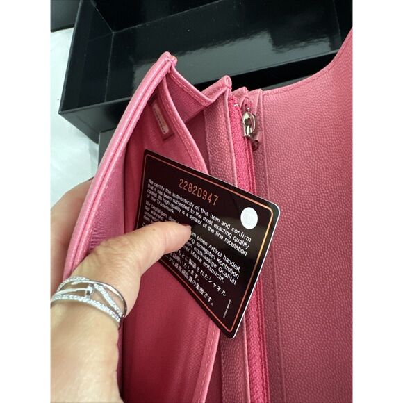 CHANEL Pink Caviar Leather Flap Wallet W/box - Picture 14 of 16